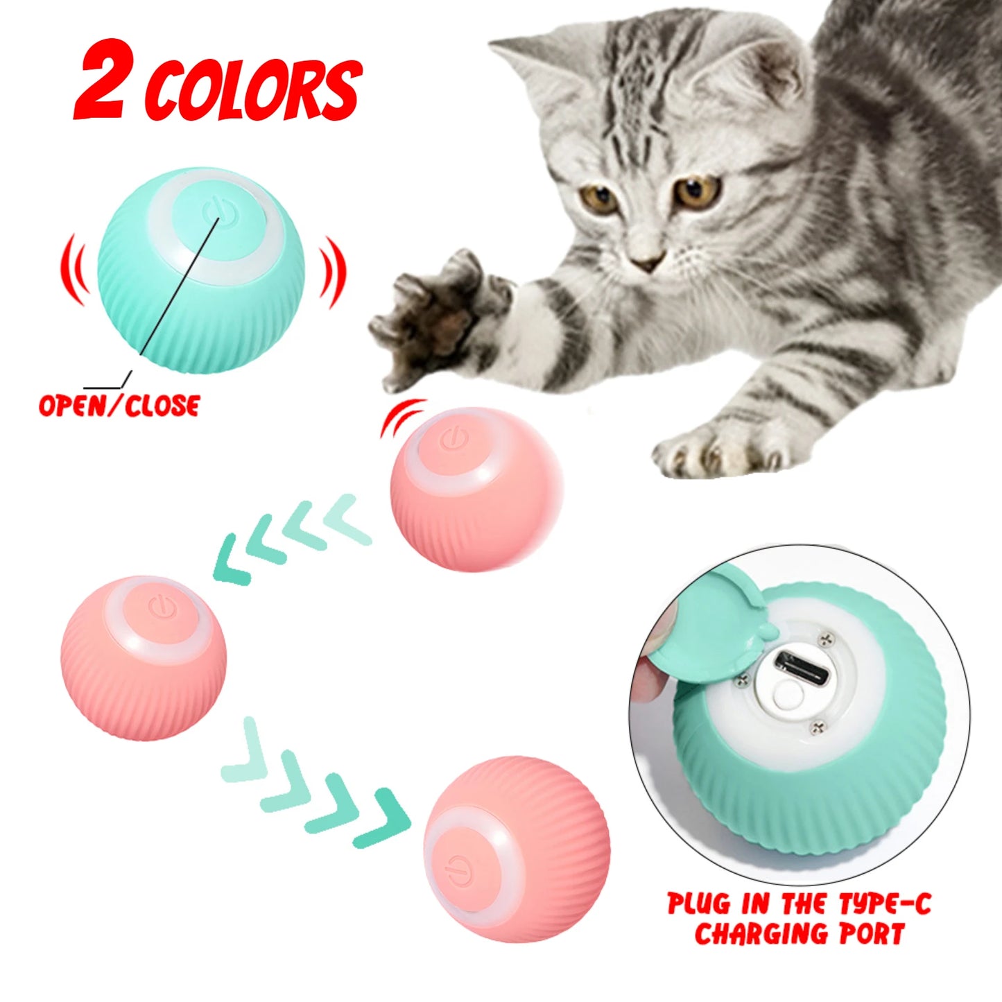 Stimulo-Cat: Auto-Rolling Playmate Ball - KCShopping