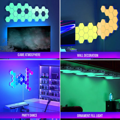 Applique murale d'intérieur hexagonale à LED RGB WIFI