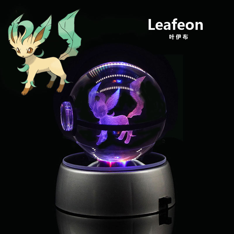 Collectors Edition Pokemon Crystal Ball 3D Figures Pokémon Engraving Model with LED Light
