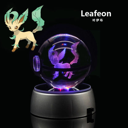 Collectors Edition Pokemon Crystal Ball 3D Figures Pokémon Engraving Model with LED Light