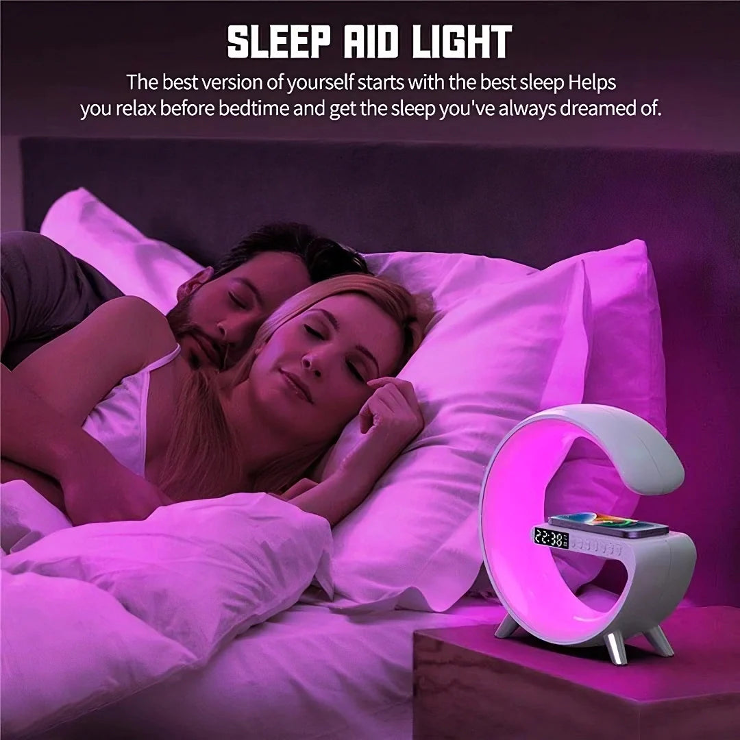 LIGHTERON™ Réveil 4 en 1, lumière d'ambiance, haut-parleur et chargeur sans fil