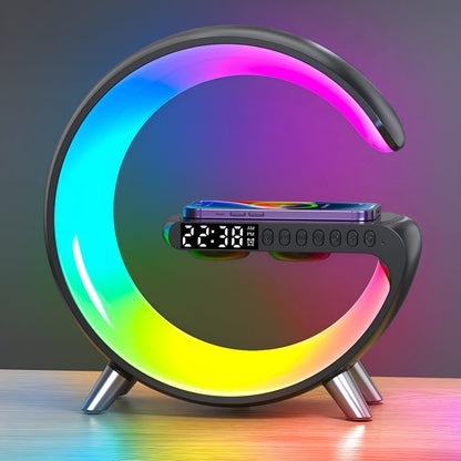 LIGHTERON™ Réveil 4 en 1, lumière d'ambiance, haut-parleur et chargeur sans fil