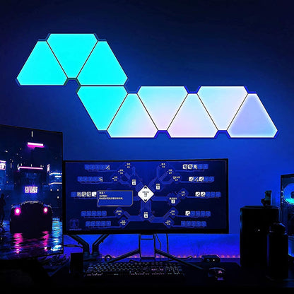 Appliques murales d'intérieur à LED triangulaires RGB, Wi-Fi, Bluetooth et application