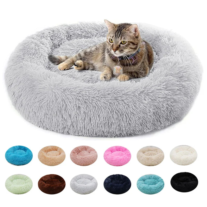 Cozy Haven Plush Cat Donut Bed - KCShopping