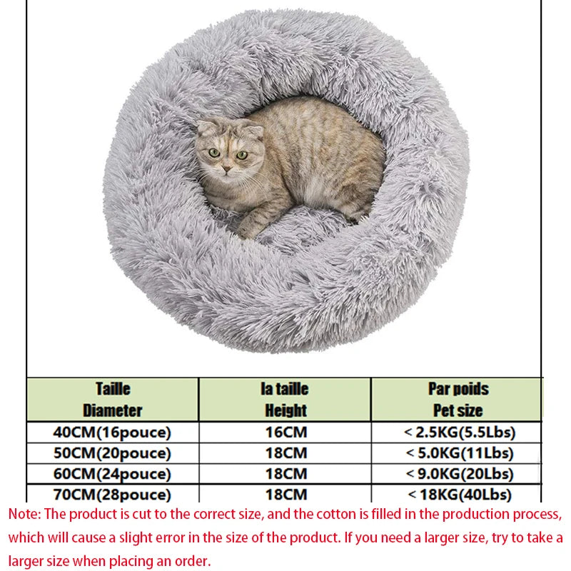 Cozy Haven Plush Cat Donut Bed - KCShopping