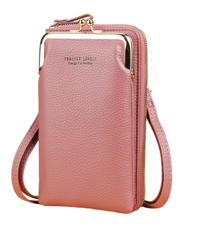 Petit sac à bandoulière en cuir rose chic 