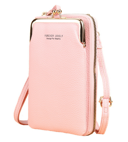 Petit sac à bandoulière en cuir rose chic 